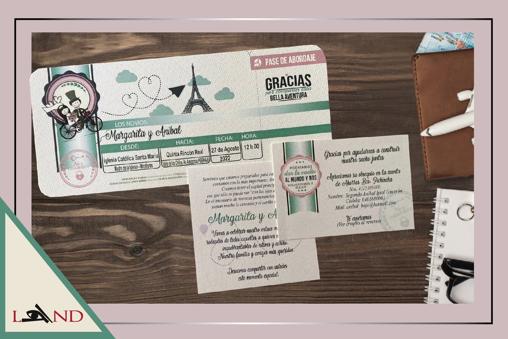 Invitación Pasaje de Avión - pareja en bicicleta