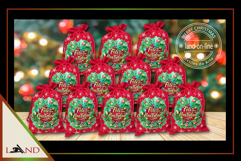 A. Bolsa de Navidad Personalizada por cantidad - Diseño Corona Navideña