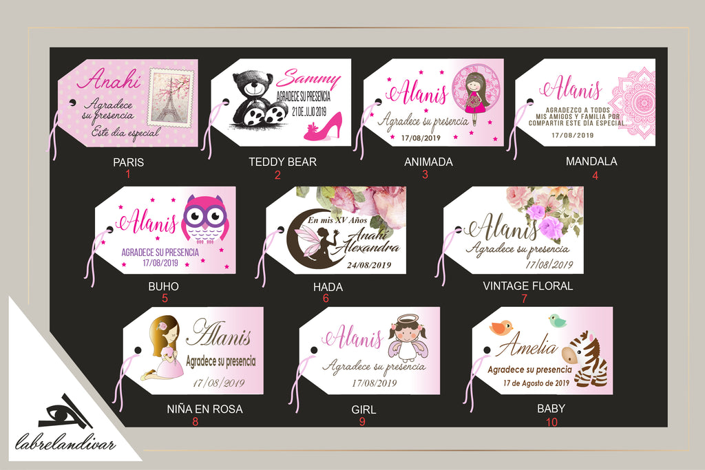 Etiquetas Colgantes - Colección  Rosa