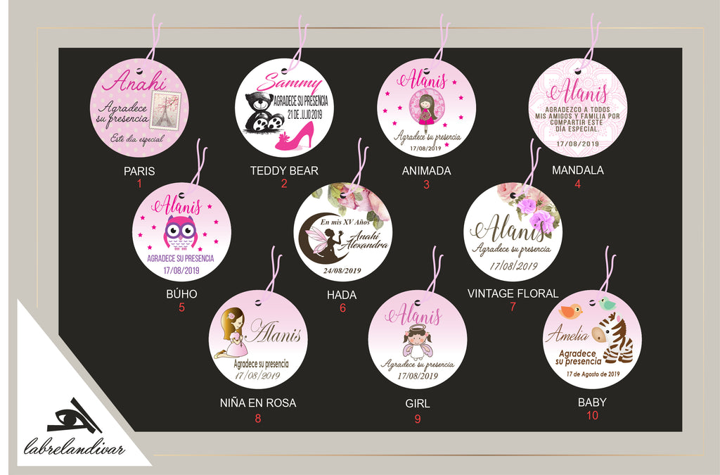 Etiquetas Colgantes - Colección  Rosa