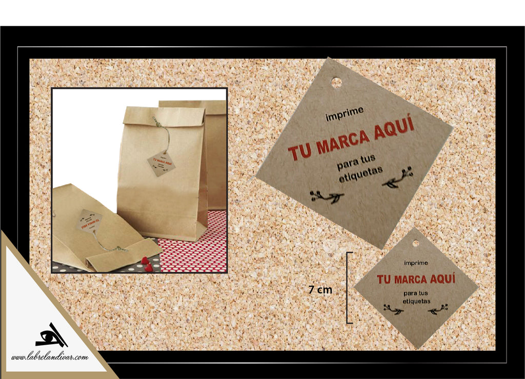 B. Etiquetas Colgantes en Kraf Pack 100 Unidades